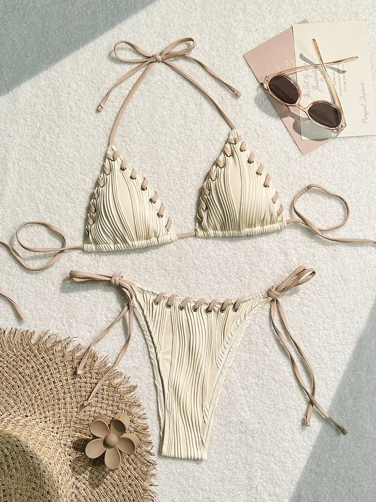 Bikini ensemble élégant taille haute