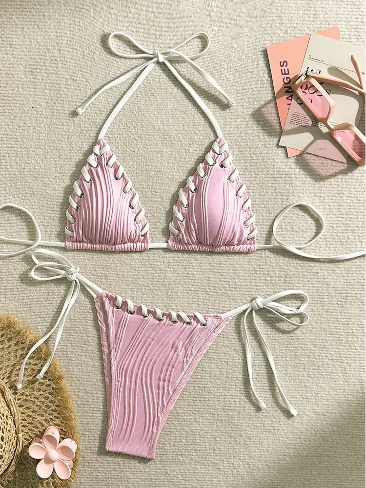 Bikini ensemble élégant taille haute