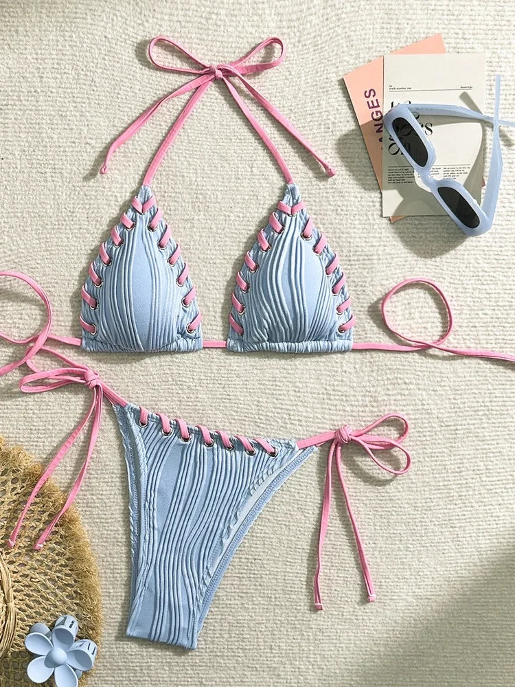 Bikini ensemble élégant taille haute
