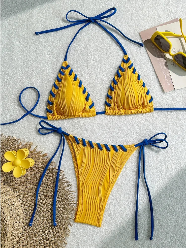 Bikini ensemble élégant taille haute