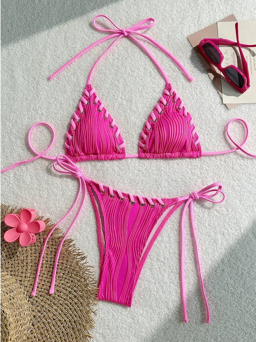 Bikini ensemble élégant taille haute