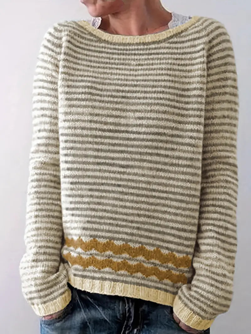 Camel - Stribet sweater