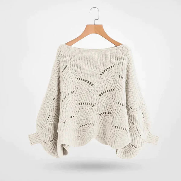 Emma - Strikket sweater med flagermusvinge