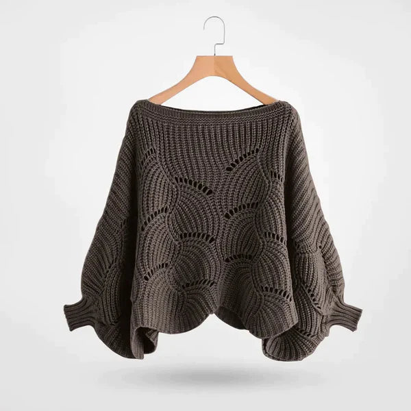 Emma - Strikket sweater med flagermusvinge