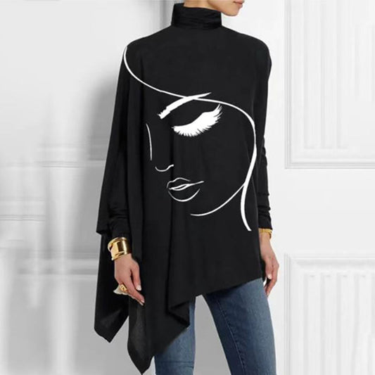 ROSA - Elegant turtleneck-kjole med print